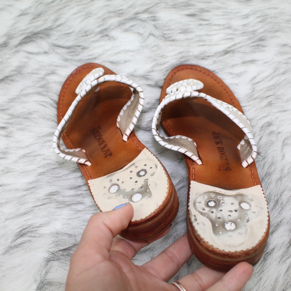 SOLD Jack Rogers Palm Beach Sandal in Cream White - Picture 6 of 8